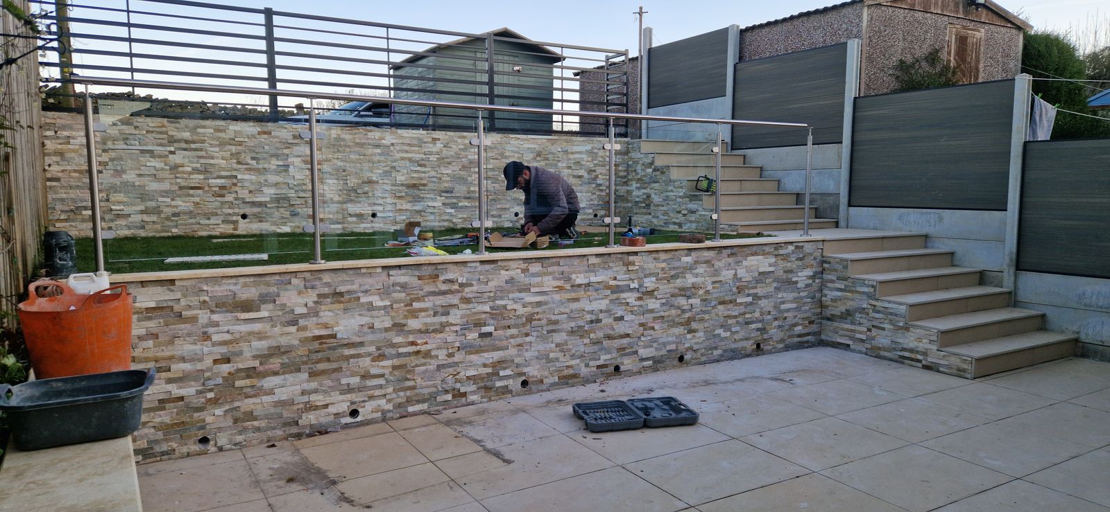 Landscaping driveway and back garden for disabled stair lift access