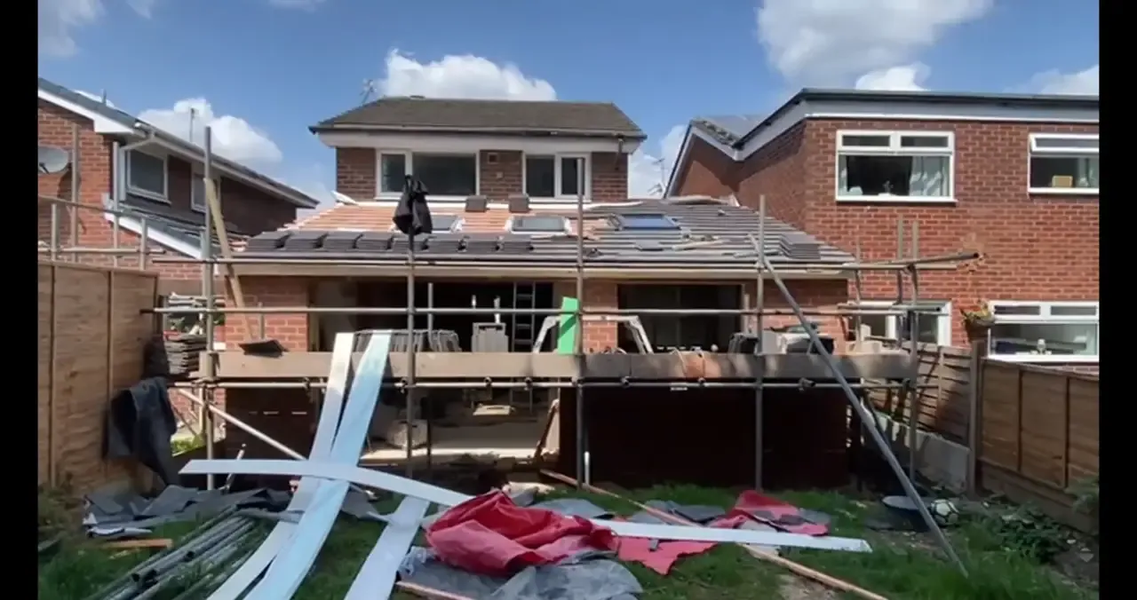 Double-storey extension under construction, Manchester